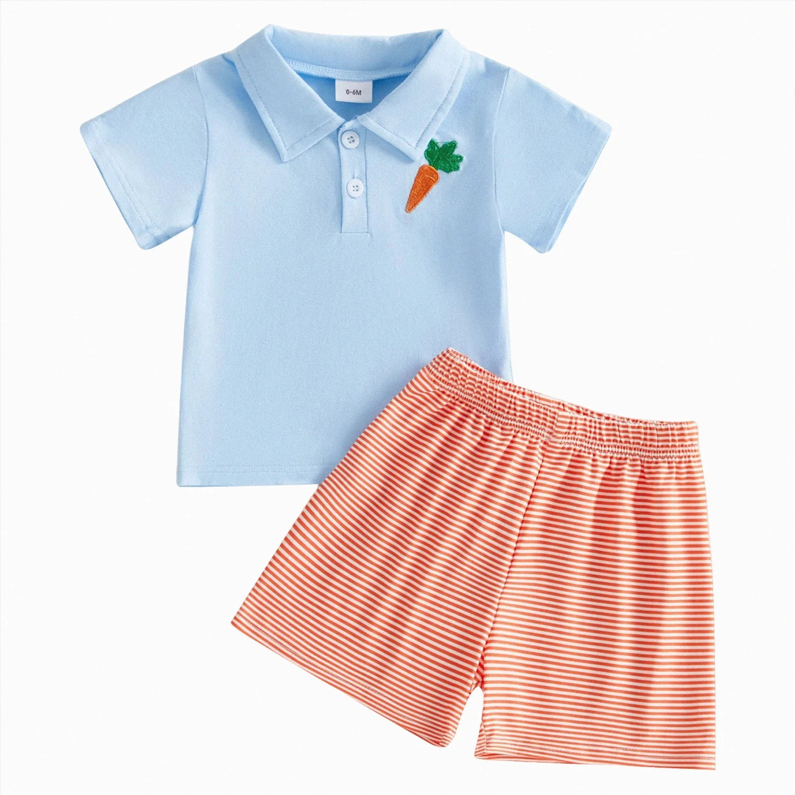 Toddler Boy Outfit Set for Easter Lapel Shirt with Carrot Embroidery and Shorts Baby Kids Cute Ca... | Walmart (US)