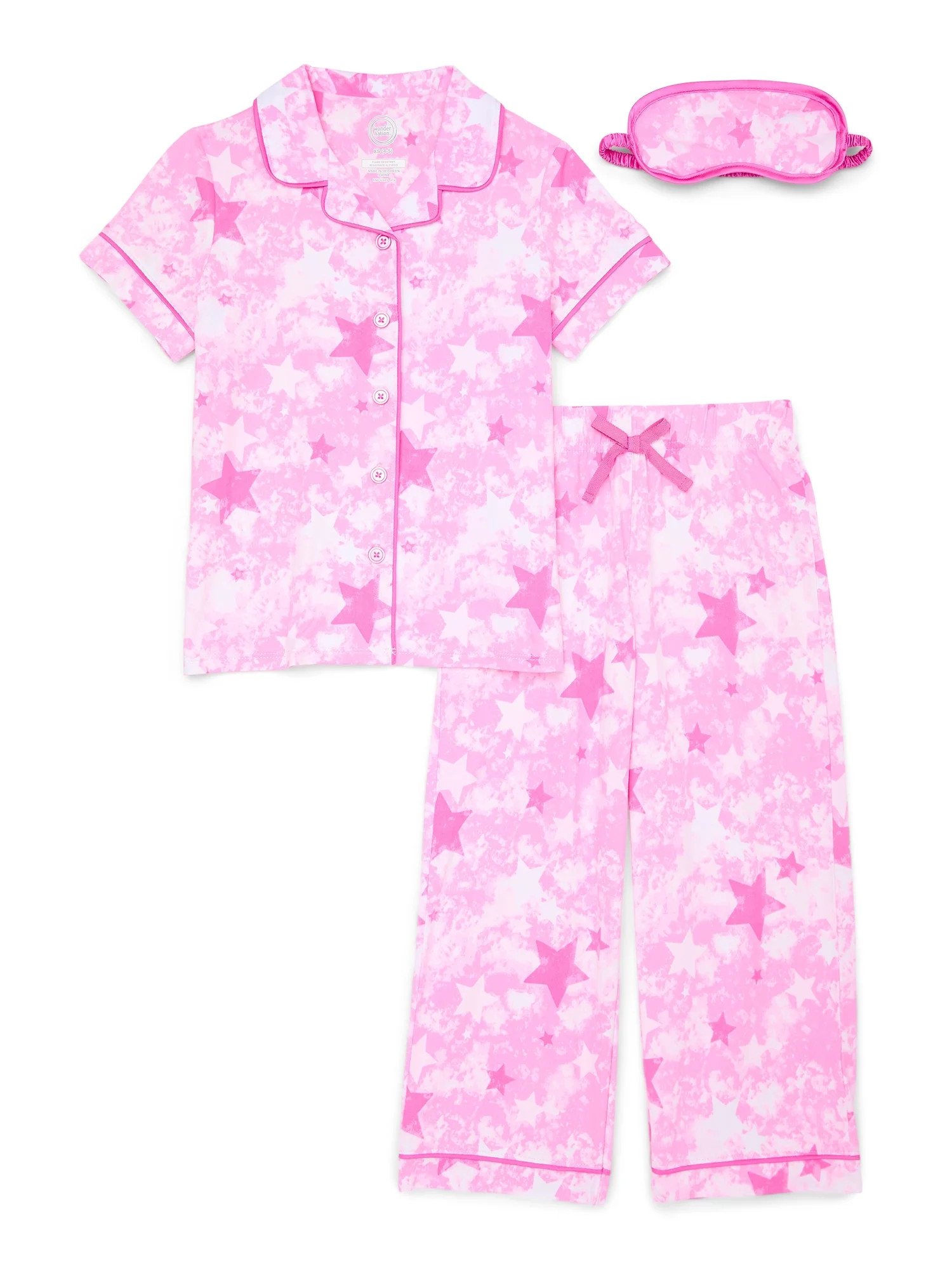 Wonder Nation Girls Sleep Shirt and Pants Set with Eye Mask, 3-Piece, Sizes 4-18 & Plus - Walmart... | Walmart (US)