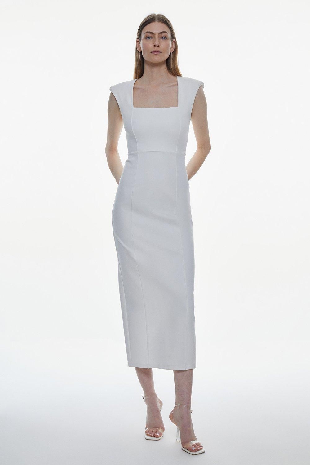 Ponte Square Neck Maxi Dress | Karen Millen US