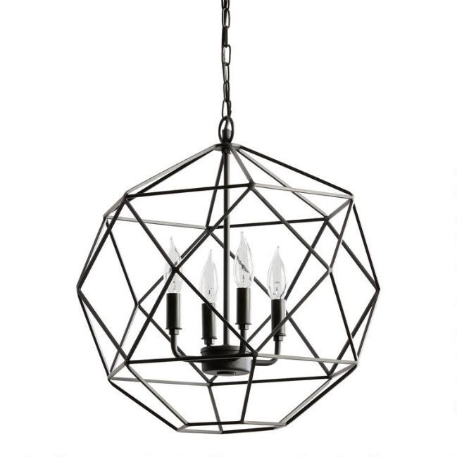 Matte Black Geometric Dome 4 Light Lucas Chandelier | World Market