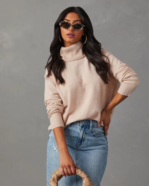 Faith Turtleneck Knit Sweater - Beige | VICI