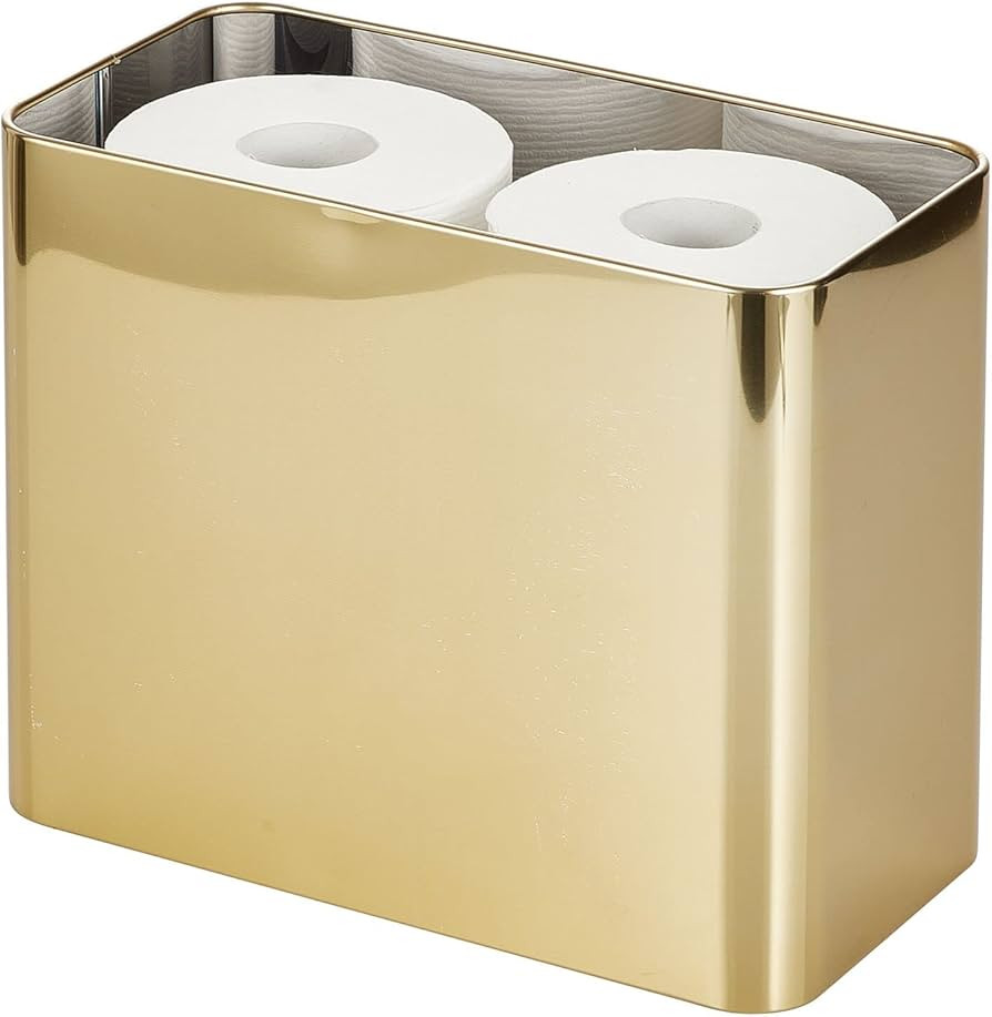 mDesign Deep Steel Floor Stand Toilet Paper Organizer, 4-Roll Tissue Storage Holder Container Bin... | Amazon (US)