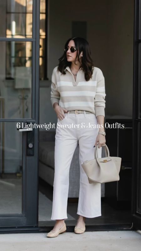These Lightweight sweater and jean outfit from Bloomingdale’s are the perfect transitional outfit idea. Wear these white jeans with ballet flasks for a business casual outfit or chic weekend style #bloomingdales 

#LTKover40 #LTKVideo #LTKstyletip