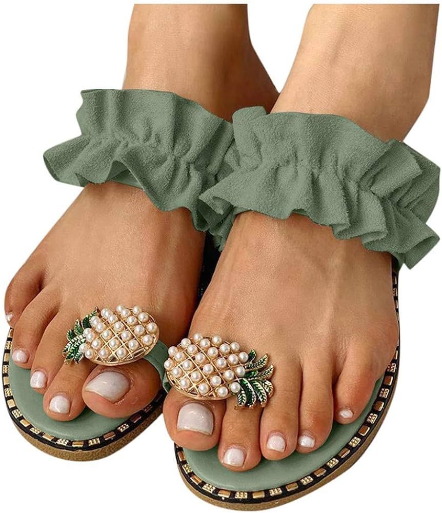 Cute Fruit And Pineapple Shape flip-flops Summer Sandals For Women, Clip Toe Flip Flops Boho Casu... | Amazon (US)