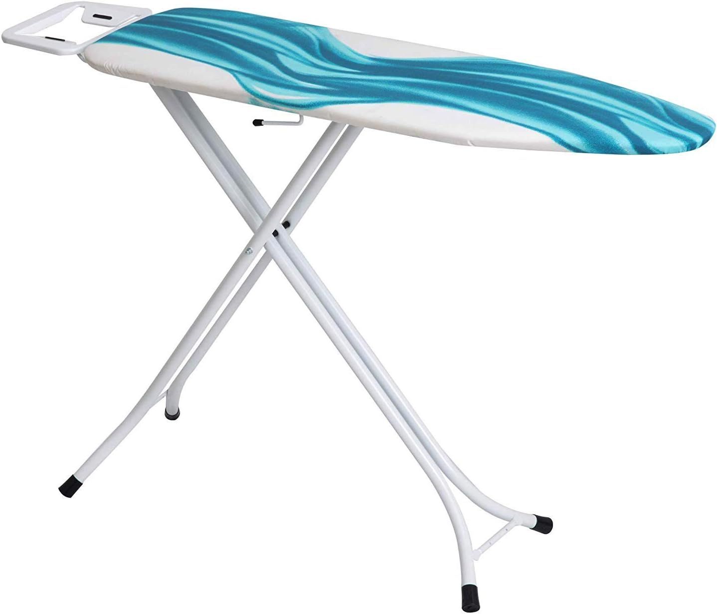 Mabel Home Adjustable Height, Deluxe, 4-Leg, Ironing Board, Extra Cover, Blue/White Patterned | Amazon (UK)
