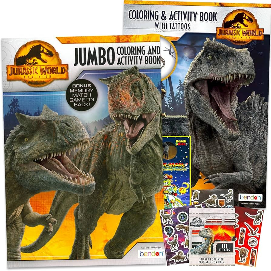 Crenstone Jurassic World Coloring Book Set - Bundle with Jumbo Dinosaur Coloring Activity Book, S... | Amazon (US)