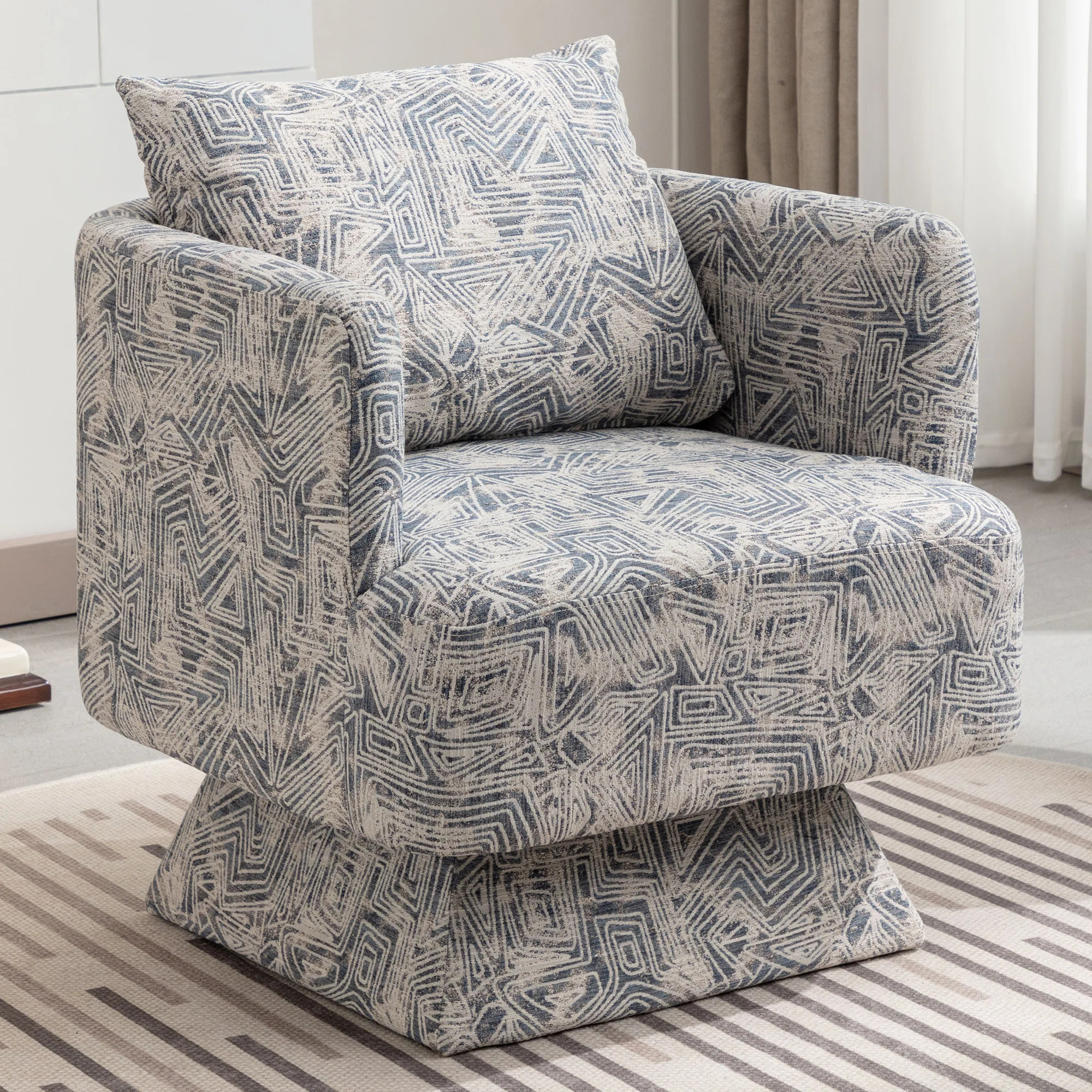 Kevontre 23.6" Wide Upholstered Swivel Armchair And A Pillow | Wayfair North America