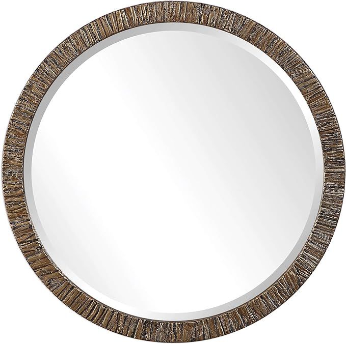 MY SWANKY HOME Textured Gold Classic Contemporary Round Wall Mirror | 30" Bark Organic Metallic | Amazon (US)