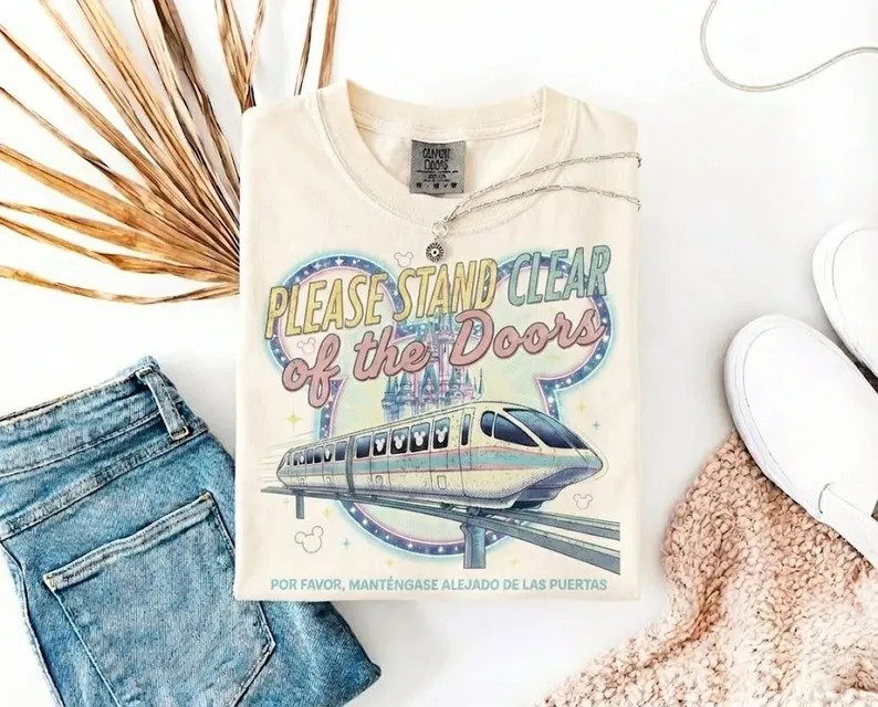 Comfort Colors Retro Please Stand Clear of the Doors Shirt, Disney Inspired Monorail Quote Tee, M... | Etsy (US)