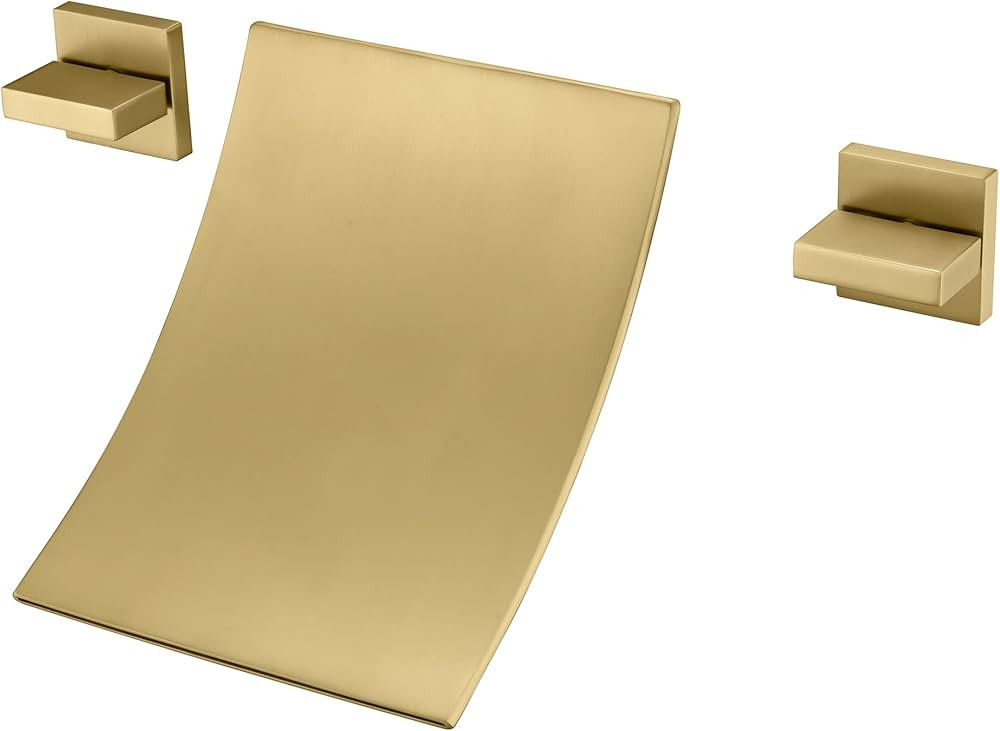 SUMERAIN Waterfall Tub Faucet High Flow Wall Mount Bathtub Faucet Filler Two Handles Brushed Gold... | Amazon (US)