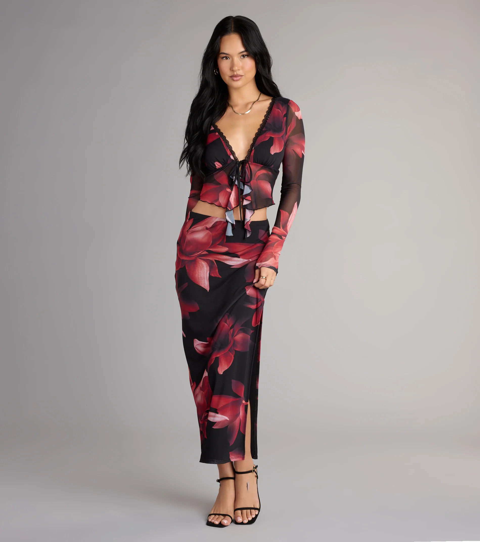 Soft Serve Floral High Slit Maxi Skirt | Windsor Stores