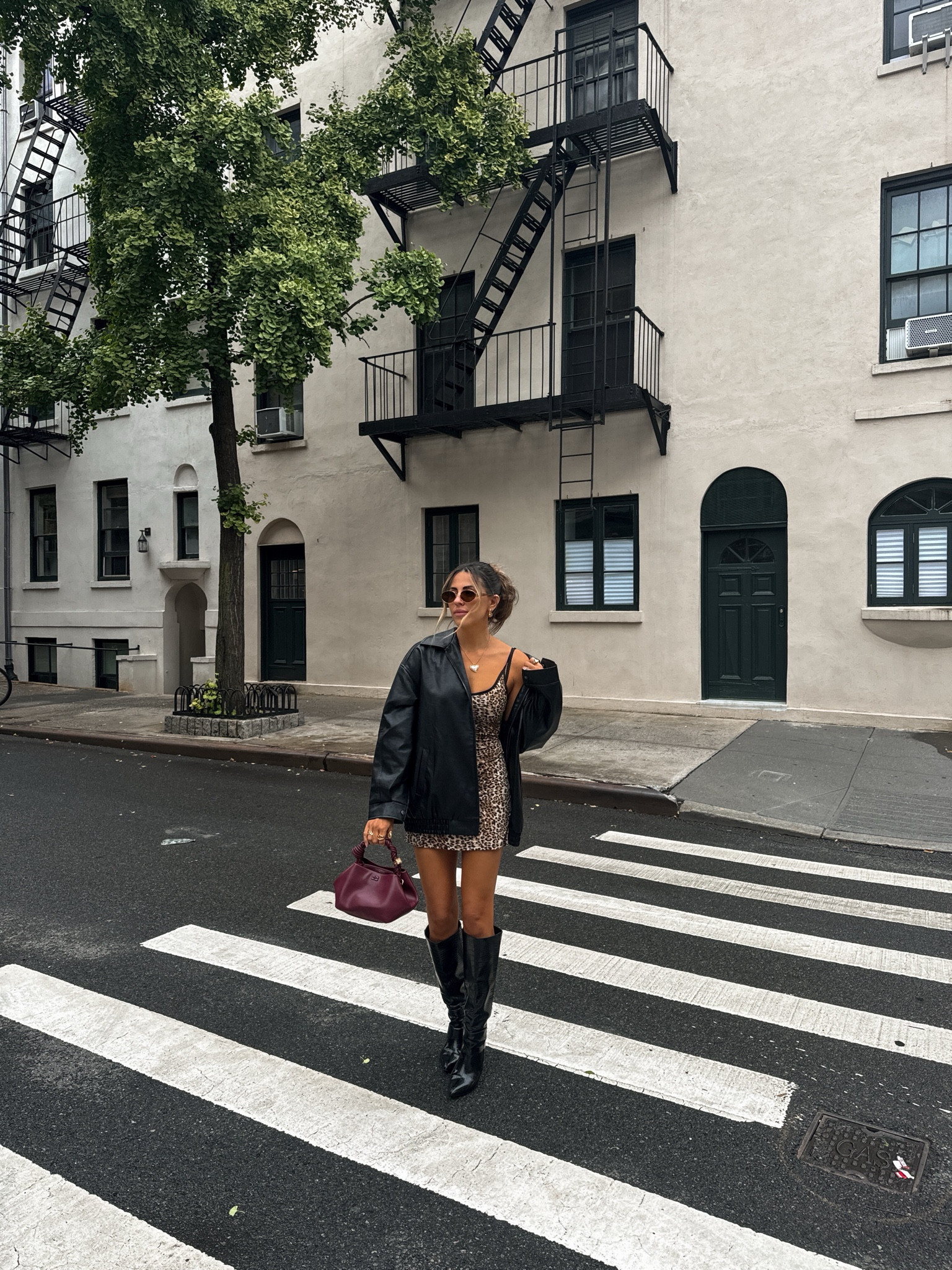 Leopard, leather, & burgundy on repeat... wearing size small in the leopard dress and size large in the leather jacket for an oversized fit  

#LTKSeasonal #LTKFallSale #LTKStyleTip