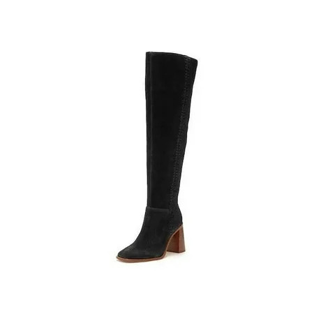 Vince Camuto Dameera Black Suede Fashion High Block Heel Rounded Toe Dress Boots (Black 8) | Walmart (US)