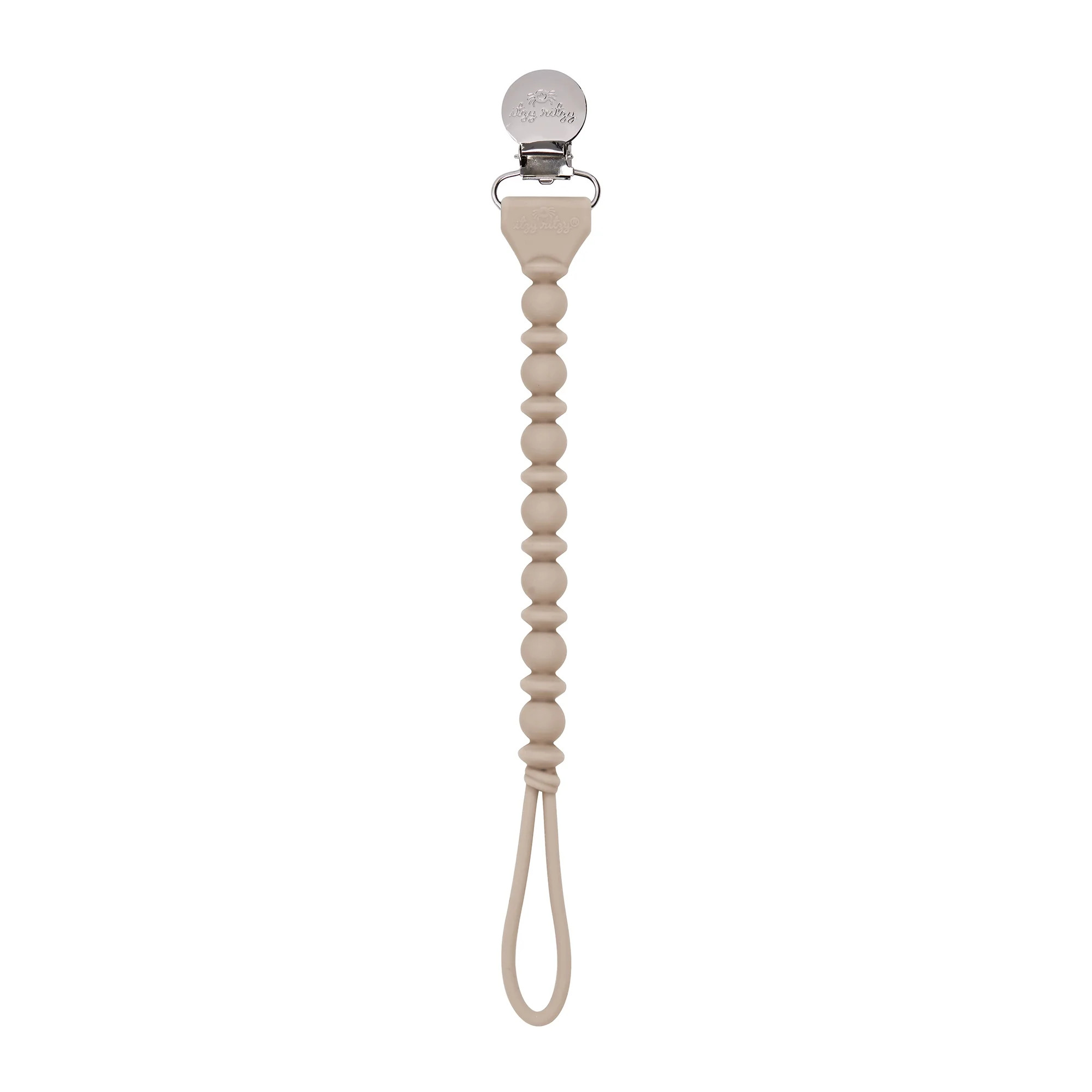 Itzy Ritzy Sweetie Strap Beaded Silicone Pacifier Clip, Unisex, Toast | Walmart (US)