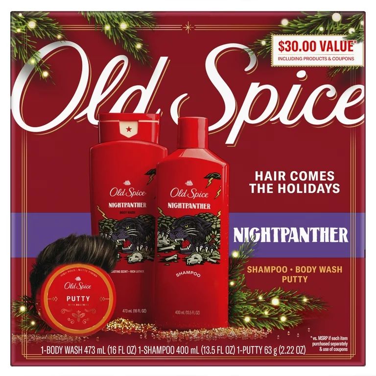 Old Spice Hair Style Nightpanther Holiday Pack with Shampoo, Body Wash, and Hair Putty | Walmart (US)