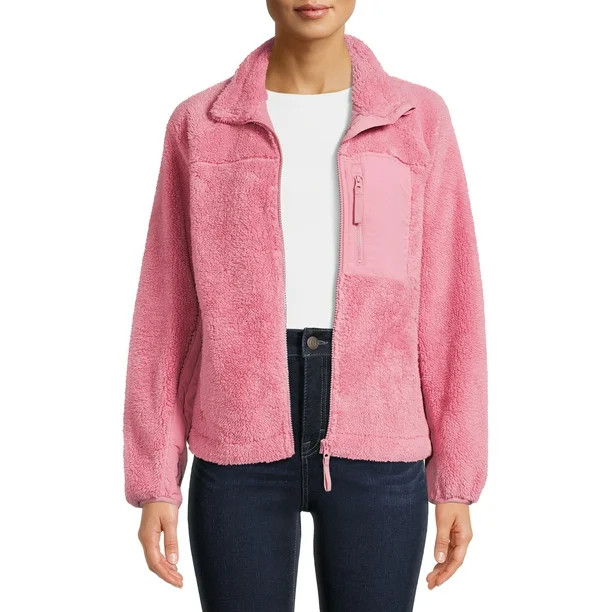 Time and Tru Women's and Women's Plus Full-Zip Faux Sherpa Jacket - Walmart.com | Walmart (US)