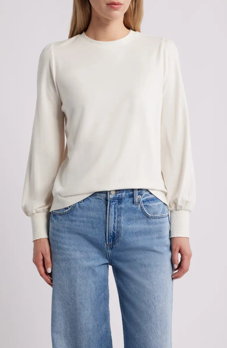 Blouson Sleeve Cotton Blend Top | Nordstrom