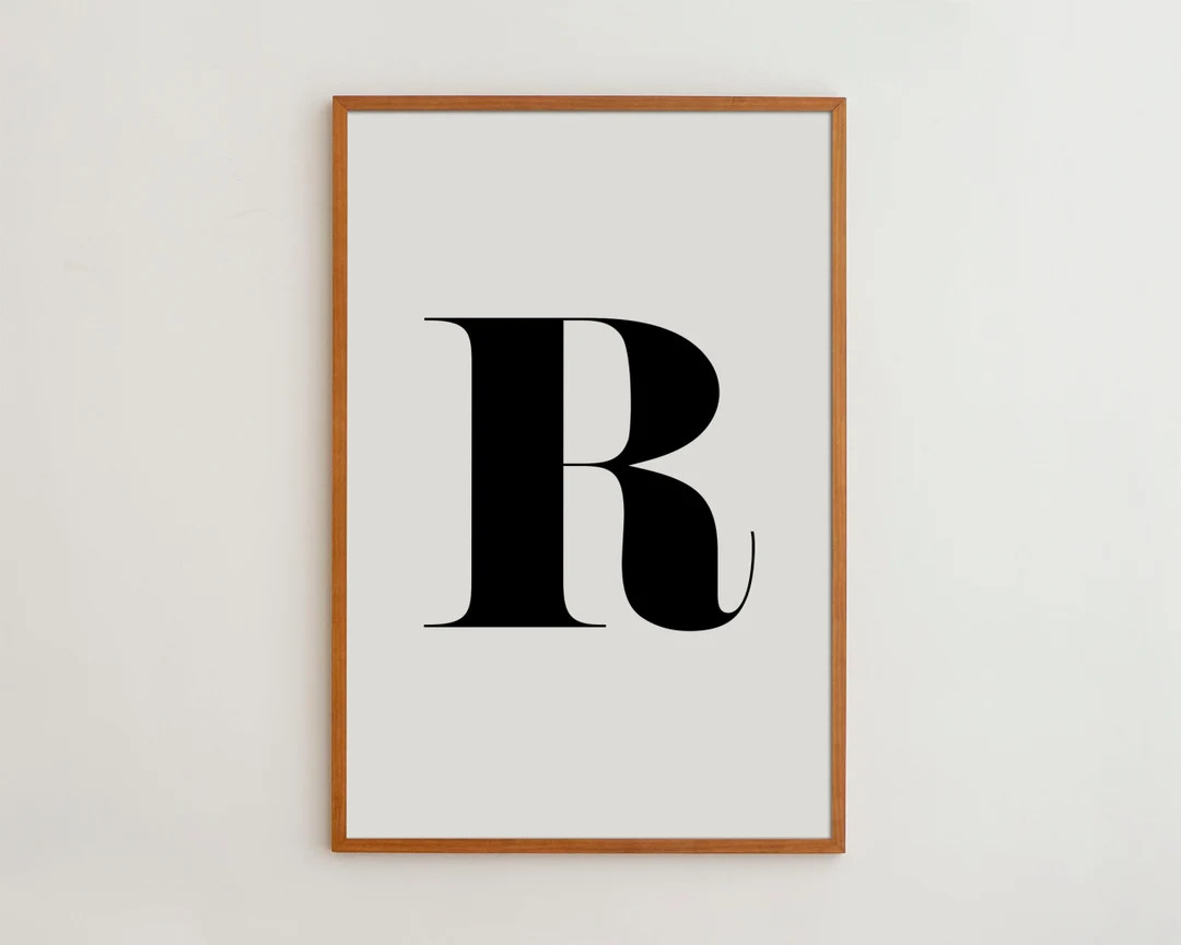 Custom Initial Letter Wall Art Poster for Minimalist Room Decor High Quality Black and White Typo... | Etsy (US)