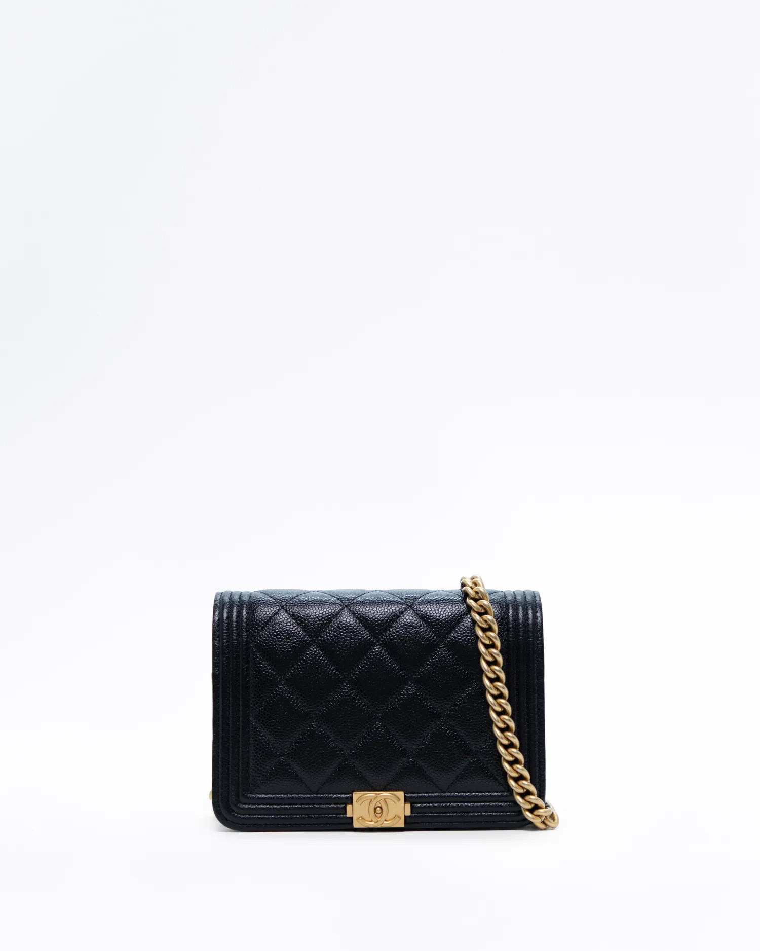 Caviar Quilted Boy Mini Wallet on a Chain | Vivrelle