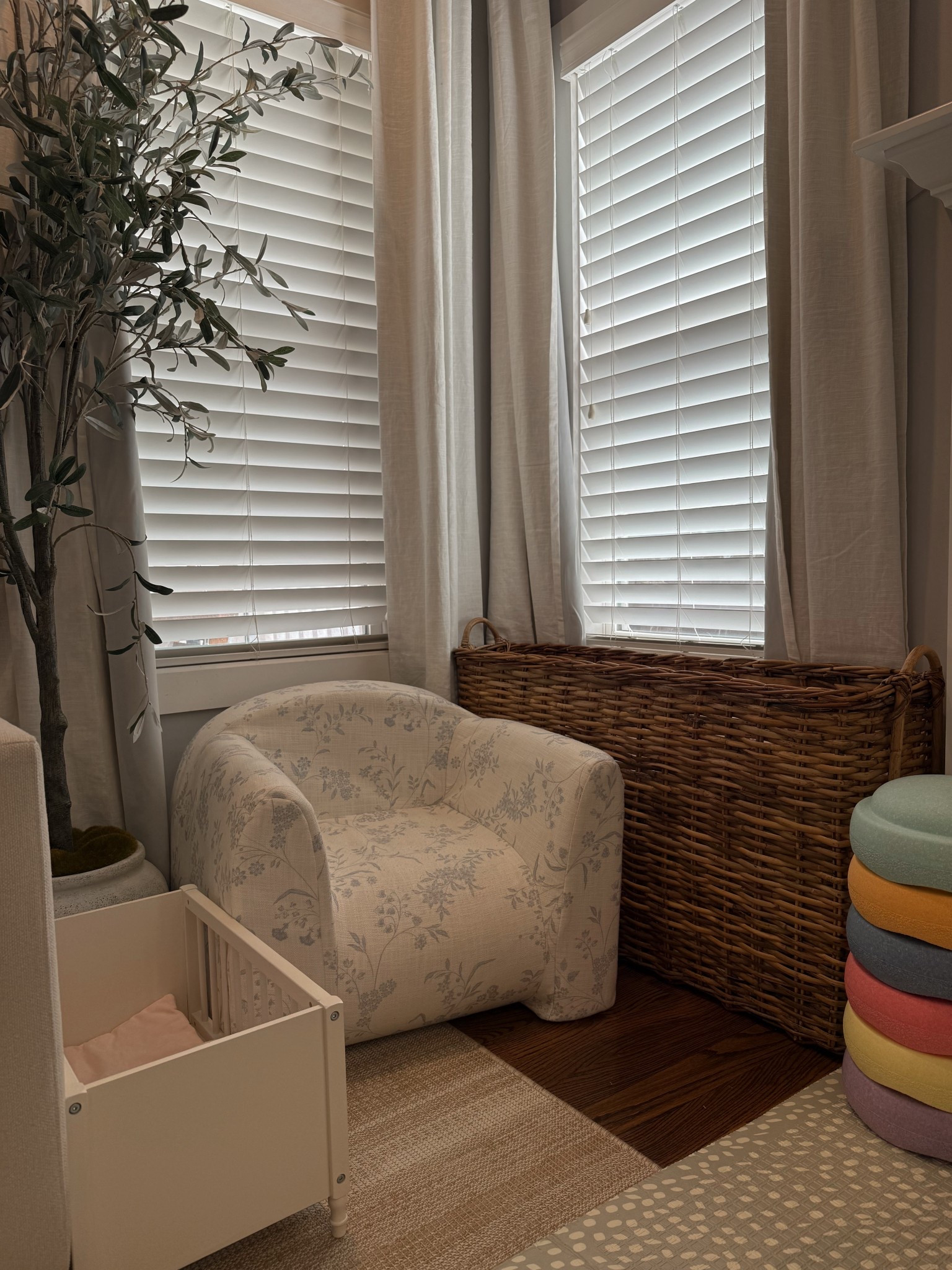 Kids corner that is functional but make it cute. Obsessed with this oversized basket for toys! #LTKtoddler