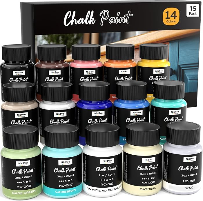 Nicpro 14 Colors Matte Chalk Paint for Furniture with Liquid Wax, 2 oz/60ml | Amazon (US)