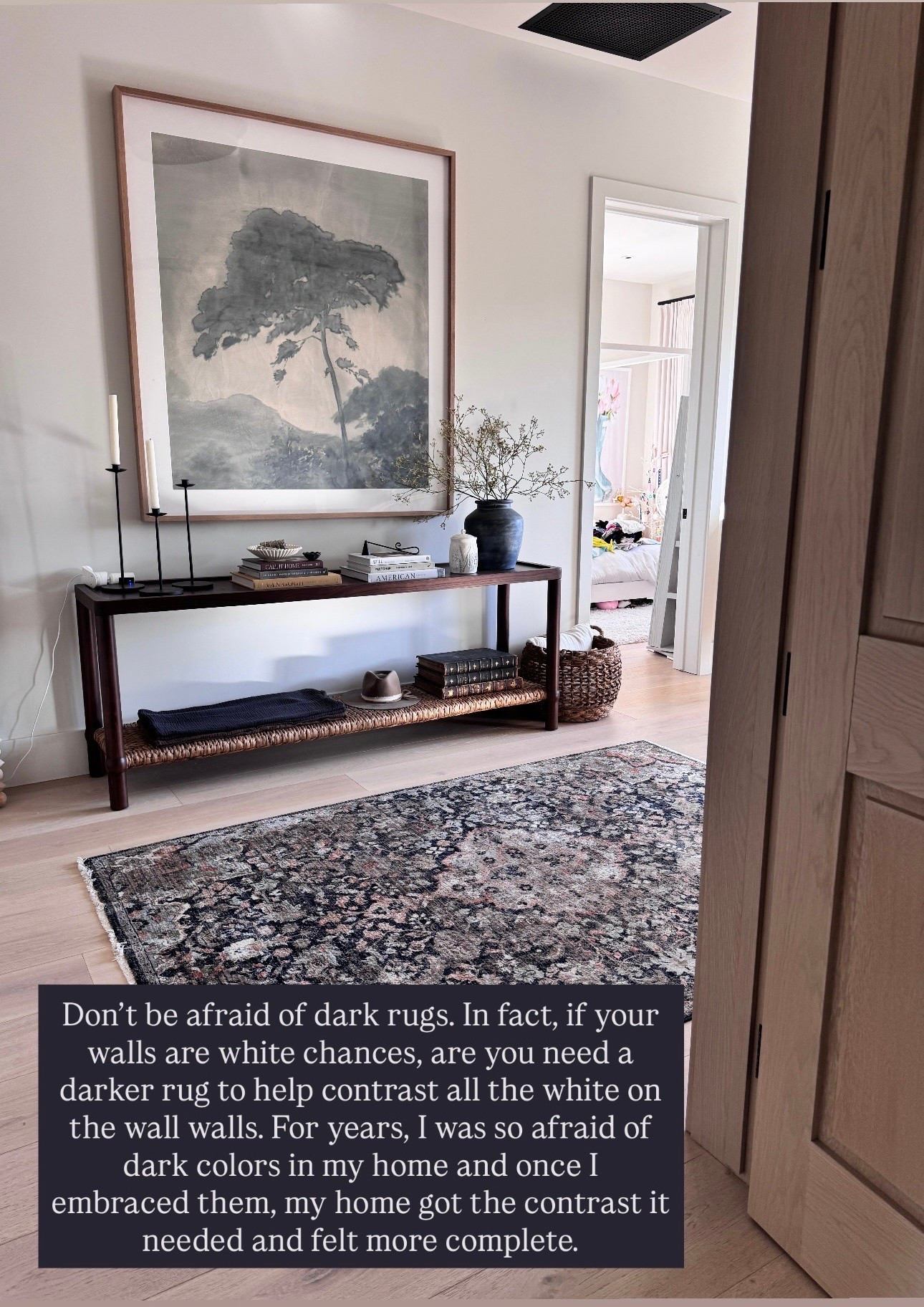 I was looking for a dark rug like this for so long until I found this one from Quinn‘s. It’s affordable for the quality and so beautiful in person. It has a little bit more of a blue undertone in person, but it’s perfect. I thought it would be too blue when I read the reviews but it’s so subtle that you barely notice it and I’m obsessed. ￼

#LTKHome