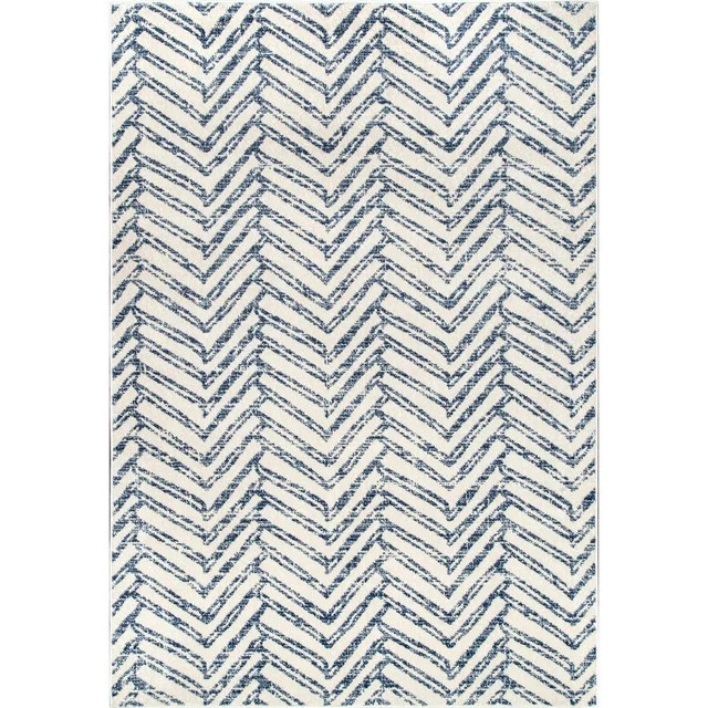 Brooklyn Rug Co  Sasha Faded Chevron Area Rug Blue 8' x 10' 8' x 10' Indoor Off-White Rectangle | Walmart (US)