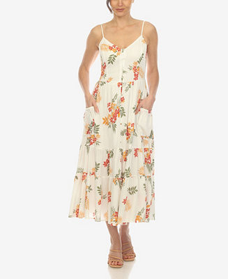 White Mark Women's V-neck Floral Print Maxi Dress - Macy's | Macy's
