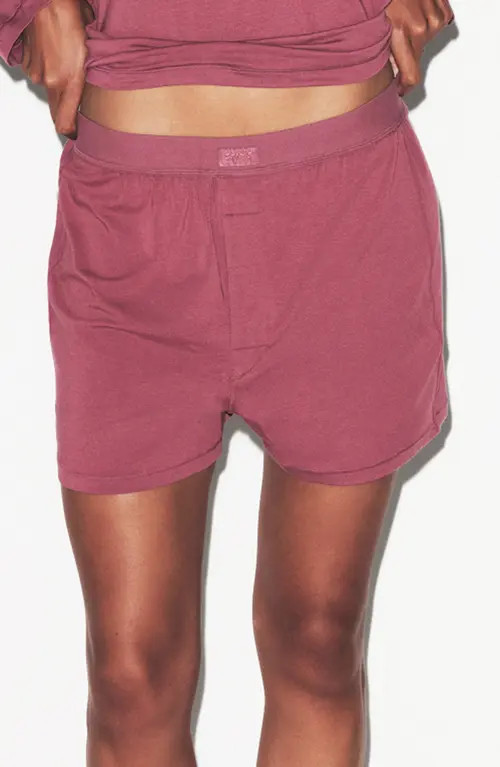 SKIMS Relaxed Fit Boyfriend Boxers in Beet at Nordstrom, Size 4X | Nordstrom