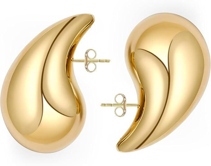 Chunky Gold Hoop Earrings For Women,Chunky Gold Drop Earrings Sliver Hoop Earrings Dupes,Womens E... | Amazon (UK)