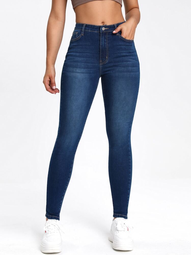Slant Pocket Skinny Jeans | SHEIN