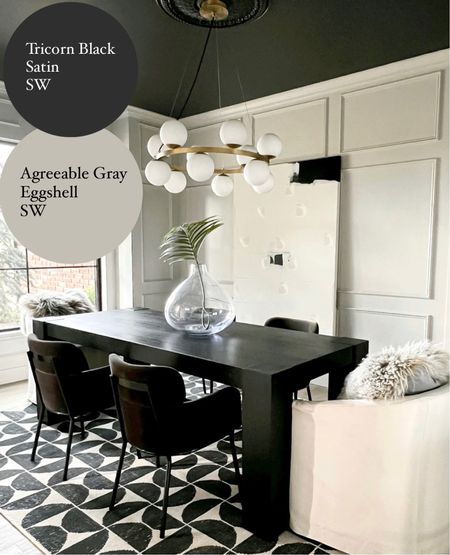 Ceiling Sherwin Williams Tricorn Black//Walls Sherwin Williams Agreeable Gray // paint colors dining room// SHALIA’S house 

#LTKstyletip #LTKhome