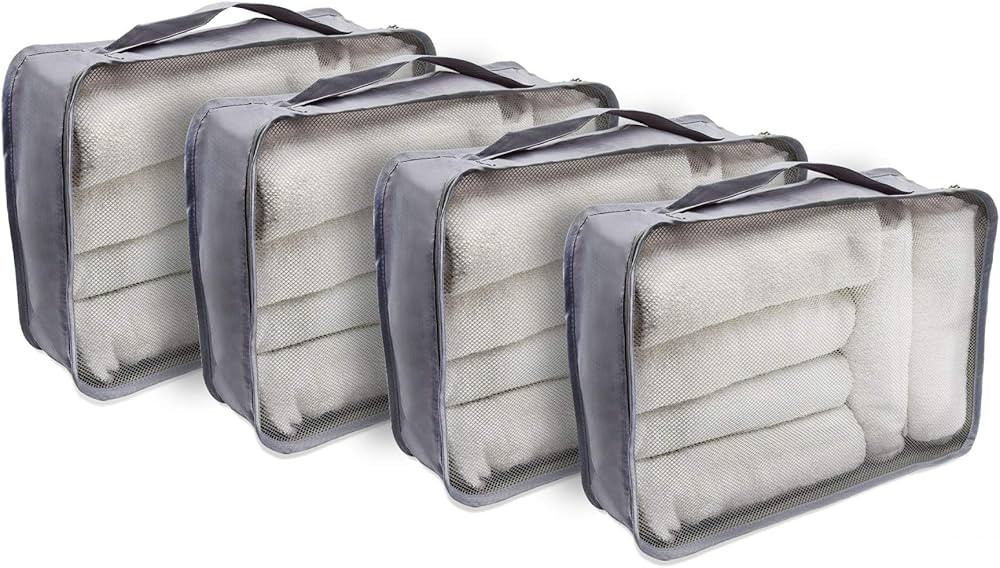 Large Packing Cubes - 4 Pack High Capacity Luggage Organizers, Mesh Clothing Bags made from Ultra... | Amazon (US)