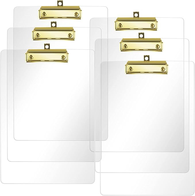 Moocci Thick Acrylic Clear Clipboards Cute Transparent Bulk Clipboard with Gold Strong Clip Hidde... | Amazon (US)