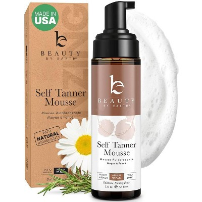 Beauty by Earth Self Tanner Mousse - Hydrating Foaming Water, Medium to Dark, 7.5oz | Target