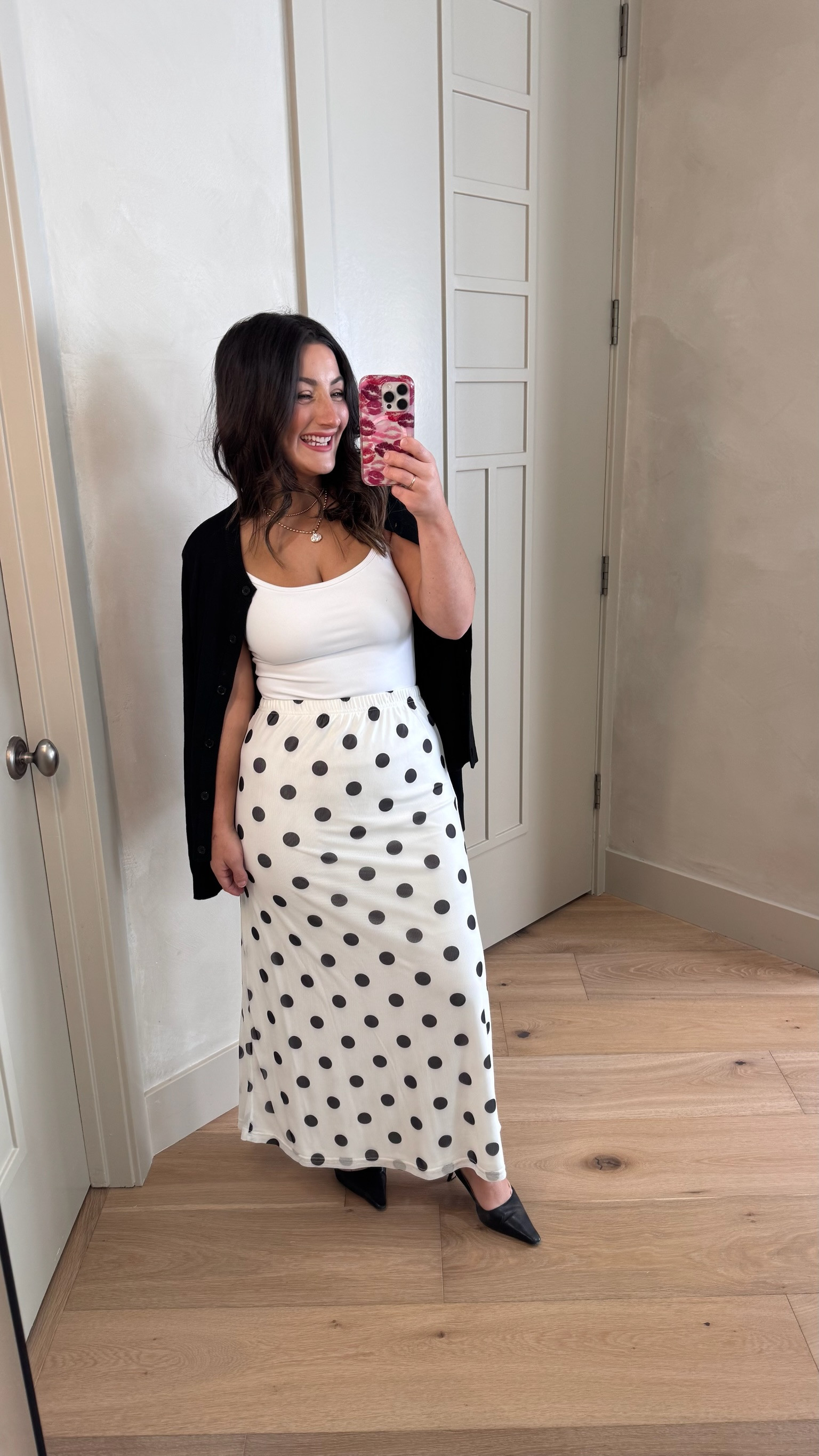 Must have cardigan! Paired with a mesh polka dot maxi skirt for a chic look! 

I'm wearing a size small in everything! 

5'0" 140lbs 
Petite friendly

#LTKootd #LTKSaleAlert #LTKPetite