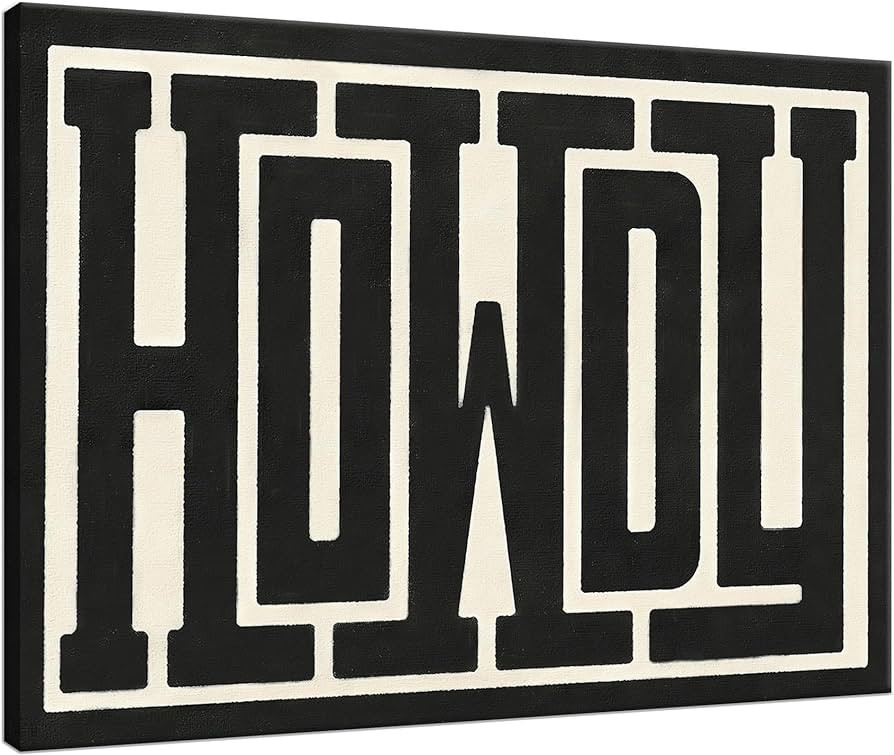 Framed Funky Big Howdy Canvas Wall Art Western Modern Decor Black and White Southwestern Country ... | Amazon (US)