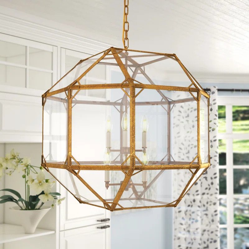 Collins 6 - Light Dimmable Lantern Geometric Chandelier | Wayfair North America