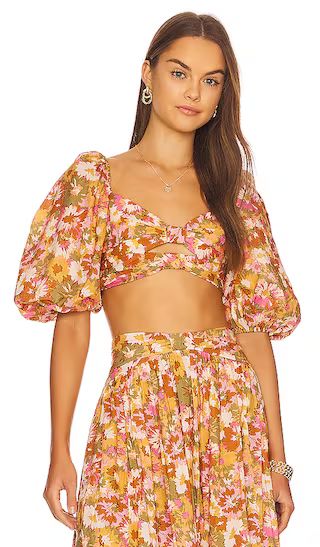 Twist Front Bodice Top in Khaki Multi Floral | Revolve Clothing (Global)