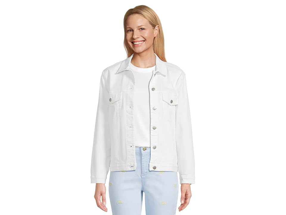 Eileen Fisher Jean Jacket Women's Clothing White : MD, Cotton/Denim/Elastane | Zappos