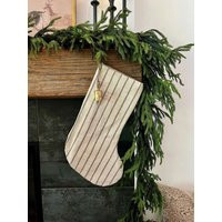 Christmas Stocking Black White Stripe | Etsy (US)