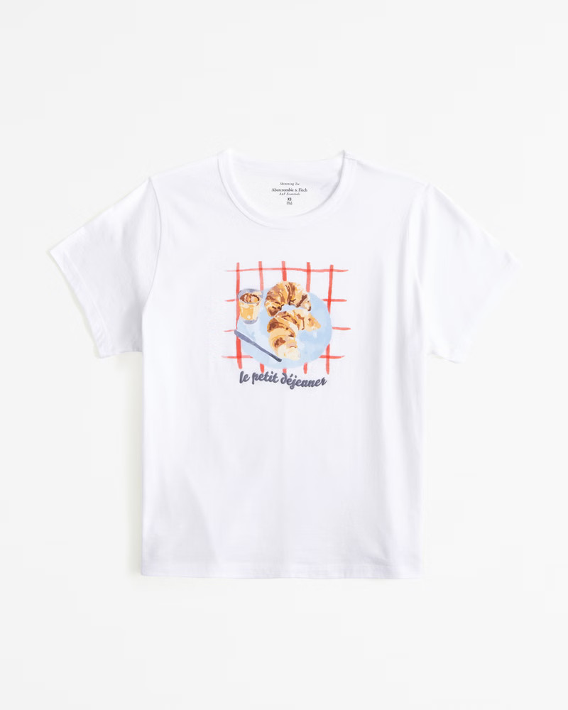 Women's Short-Sleeve Croissant Graphic Skimming Tee | Women's Tops | Abercrombie.com | Abercrombie & Fitch (US)