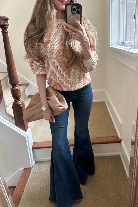 Cozy sweater knit and extra flared jeans! Such a fun pairing for Fall! 15 % off with code ziba15 wearing xs 

#LTKsalealert #LTKfindsunder50 #LTKSeasonal