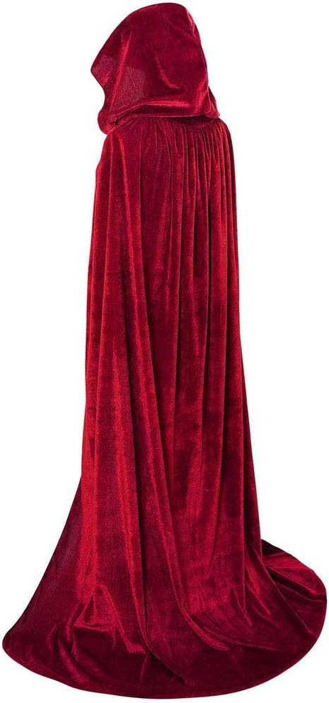 JYOHEY Samt Umhang Schwarz Rot Lang Mit Kapuze - Unisex Umhang Für Halloween Kostüm Zauberer Va... | Amazon (DE)