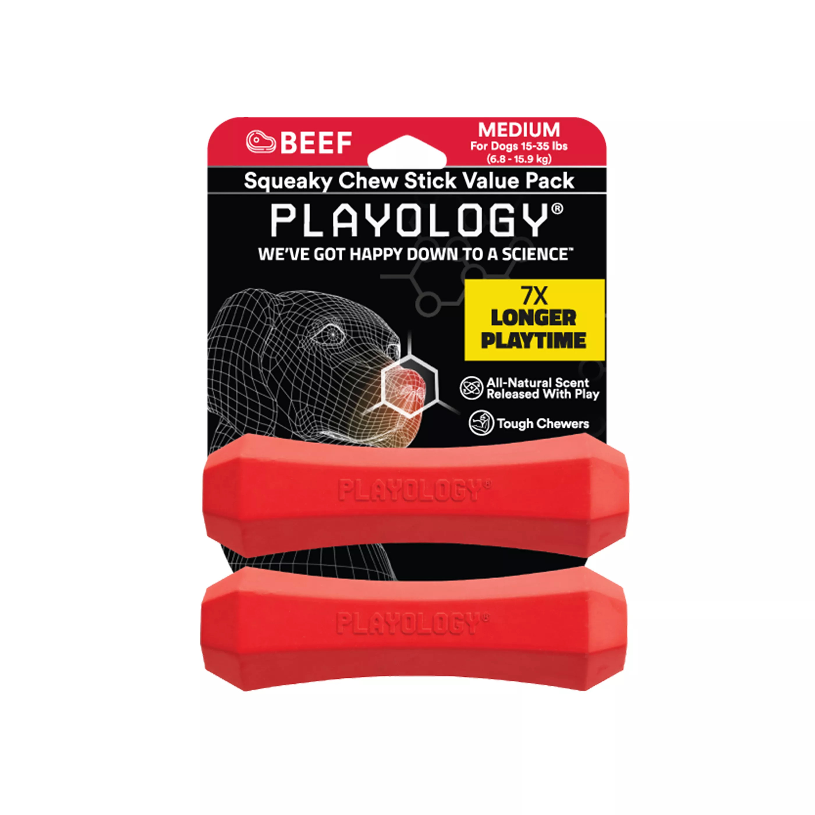 Playology Squeaky Chew Stick Peanut Butter or Beef Flavored | PetSmart