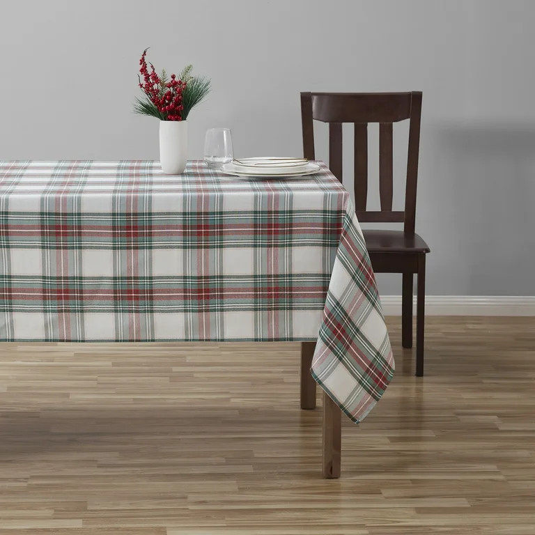 Holiday Time Christmas Tartan Plaid Fabric Tablecloth, Festive Xmas Décor 60" x 84" | Walmart (US)