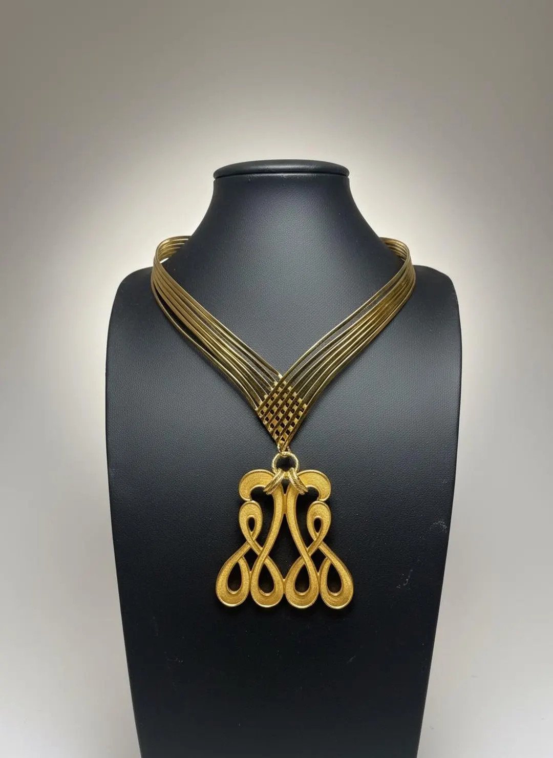 TRACEY-1950’s Miriam Haskell brass stamp paired with 1960’s gold Art Deco choker. | Etsy (Global)
