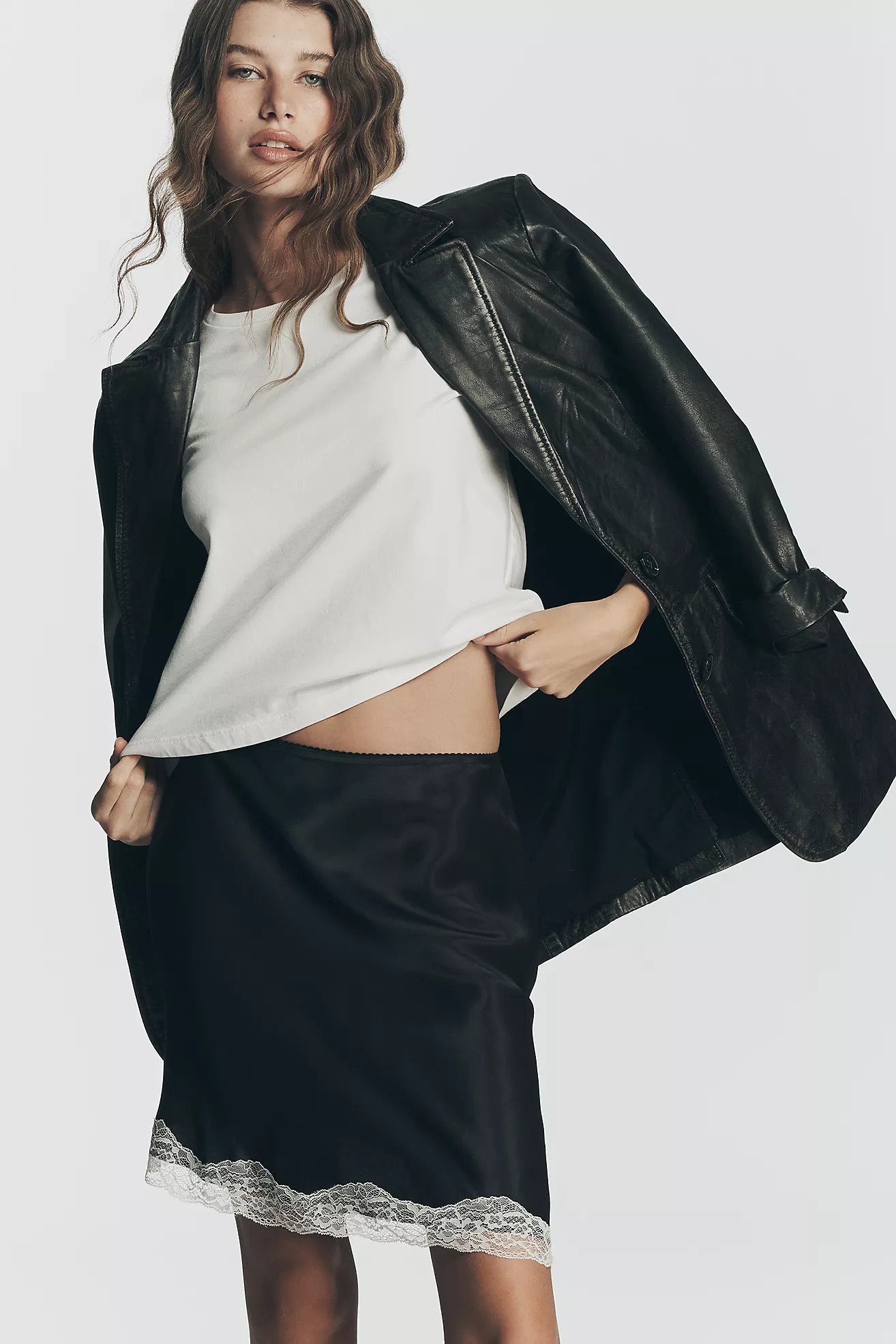 By Anthropologie Asymmetric Lace Mini Skirt | Anthropologie (US)