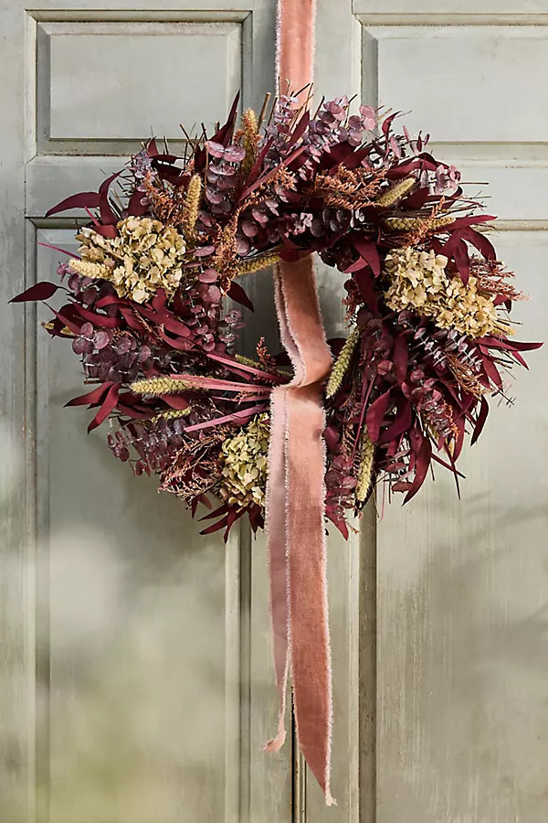 Dried Burgundy Blush Wreath at Terrain