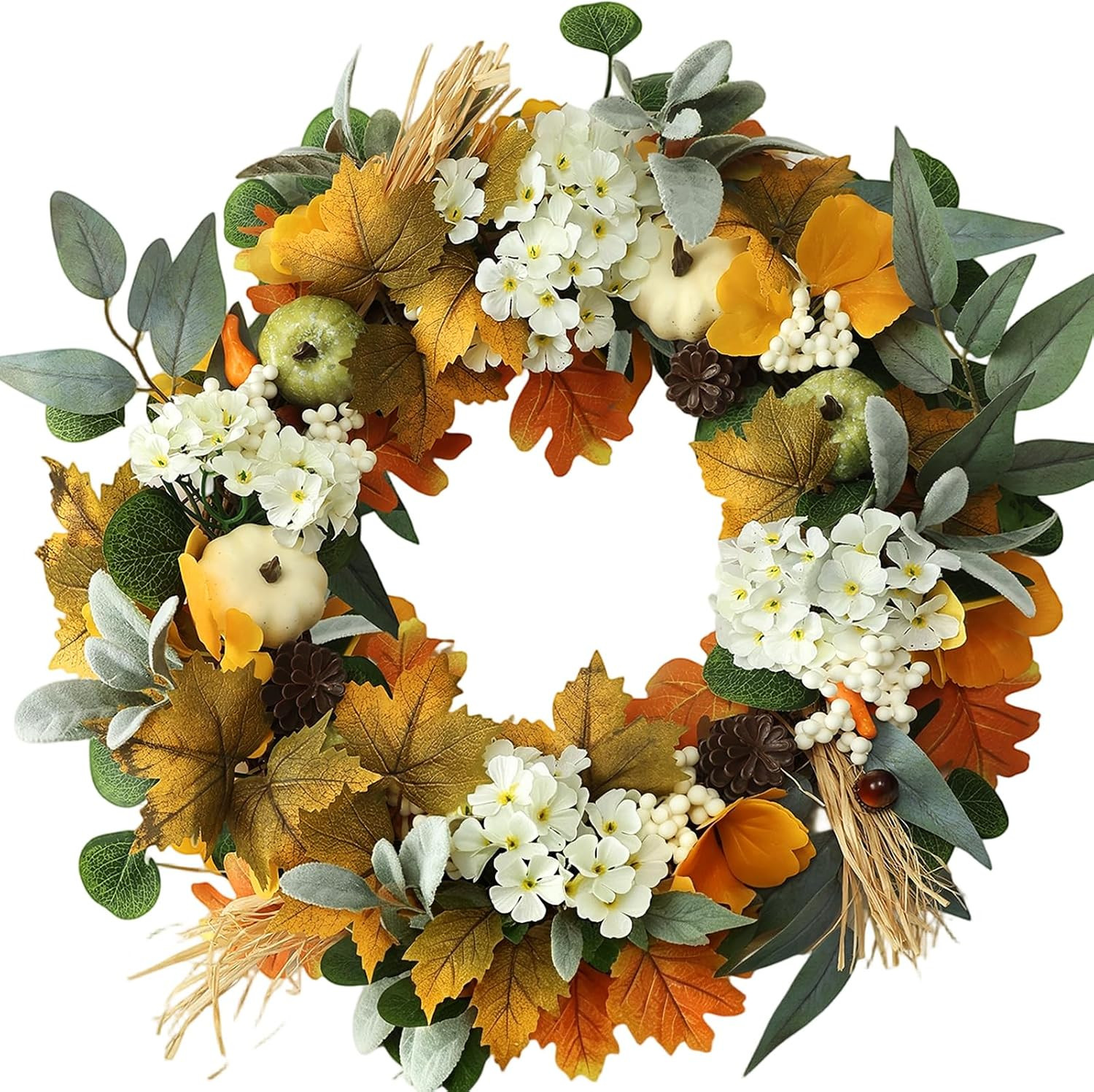 22 Inch Fall Wreath, Handmade Thanksgiving Wreath, Fall Wreaths for Front Doors, Pumpkin Fall Wreath Decorations, Wreath Fall Decor for Home Porch Outdoor Indoor | Amazon (US)